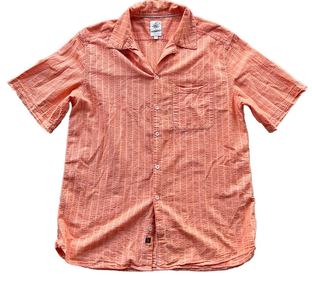 The Territory Ahead Let It Breathe Seersucker Shirt Large Cantaloupe Orange
